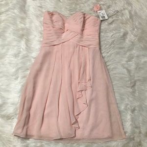 David’s bridal pink/blush strapless chiffon party bridesmaid dress size 4